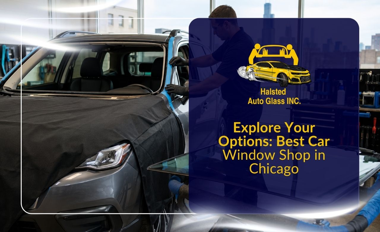 Car window shop in Chicago replacing damaged side glass