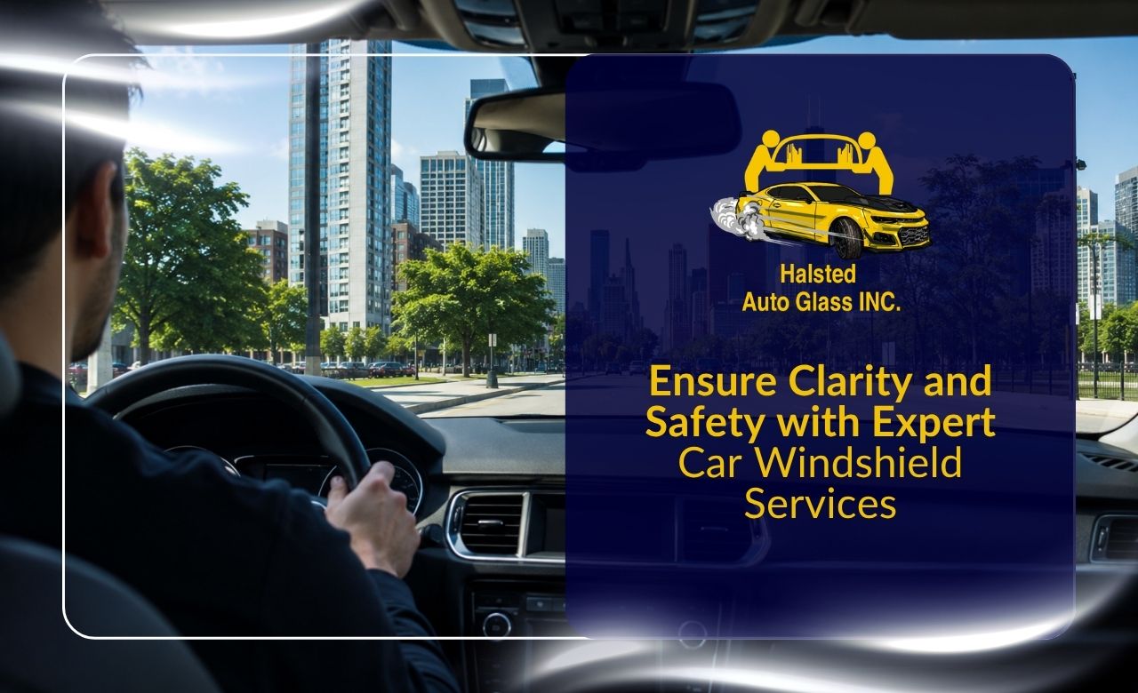 Driver view through a clean windshield after car windshield services