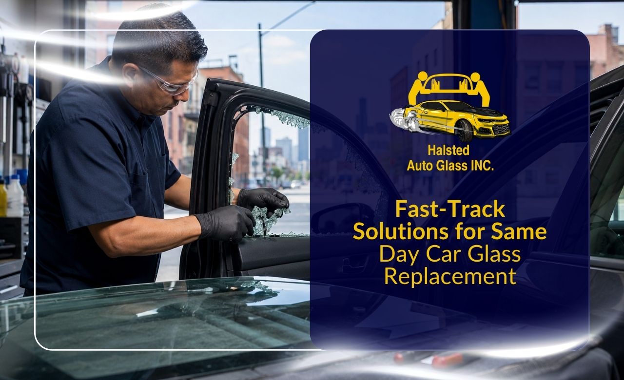 Same day car glass replacement in Chicago for a damaged vehicle window
