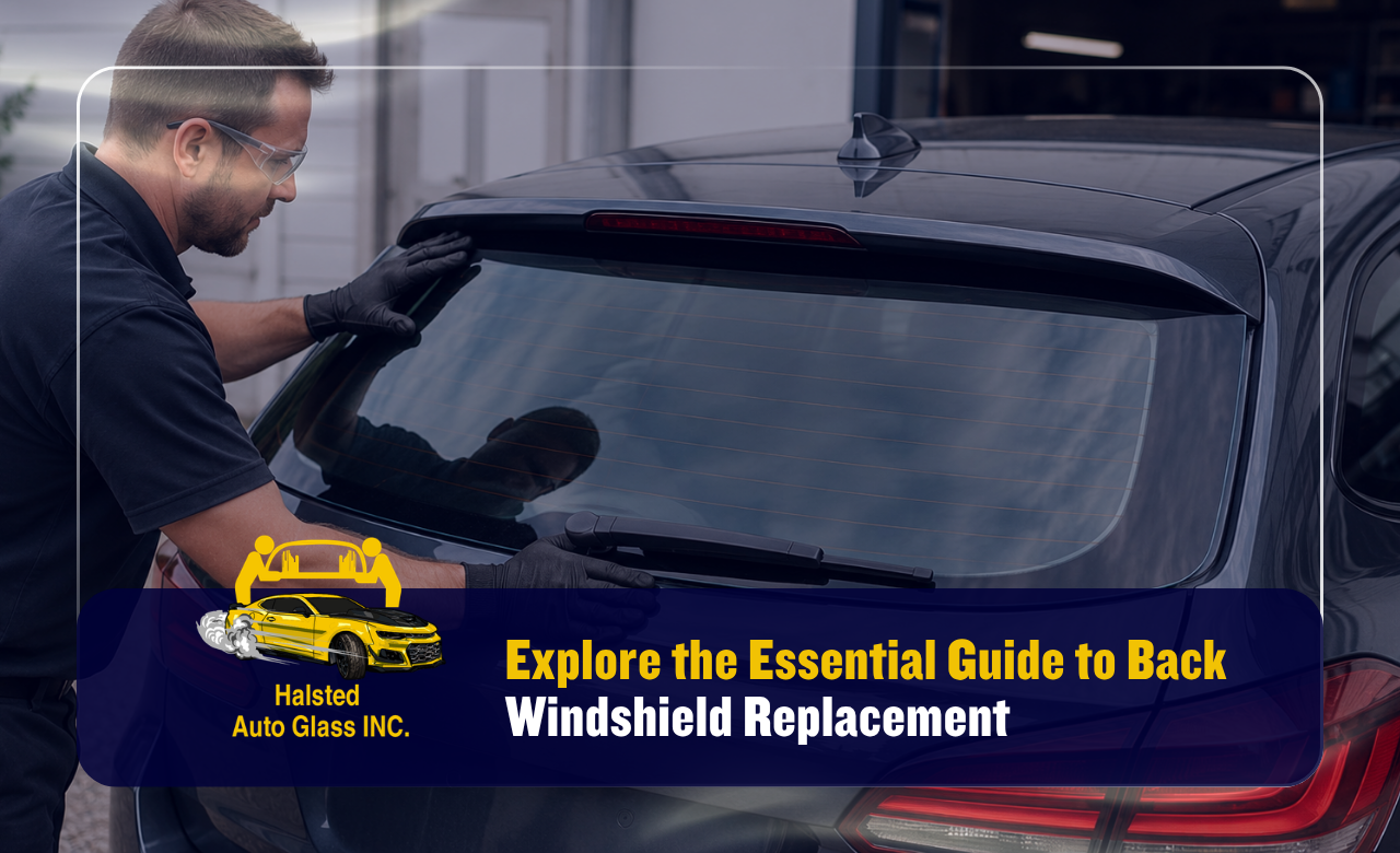 Technician preparing a vehicle for back windshield replacement