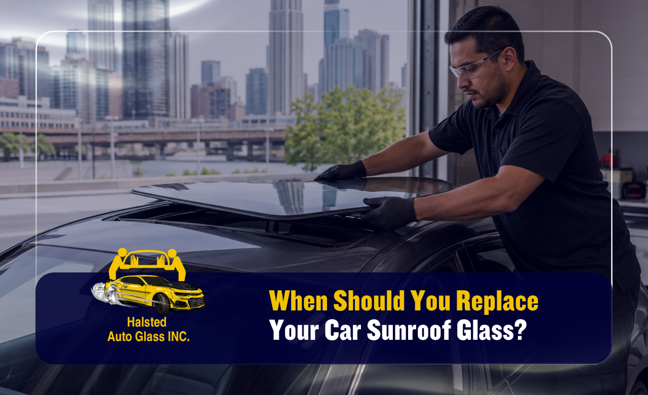 Car sunroof glass replacement for a vehicle in Chicago