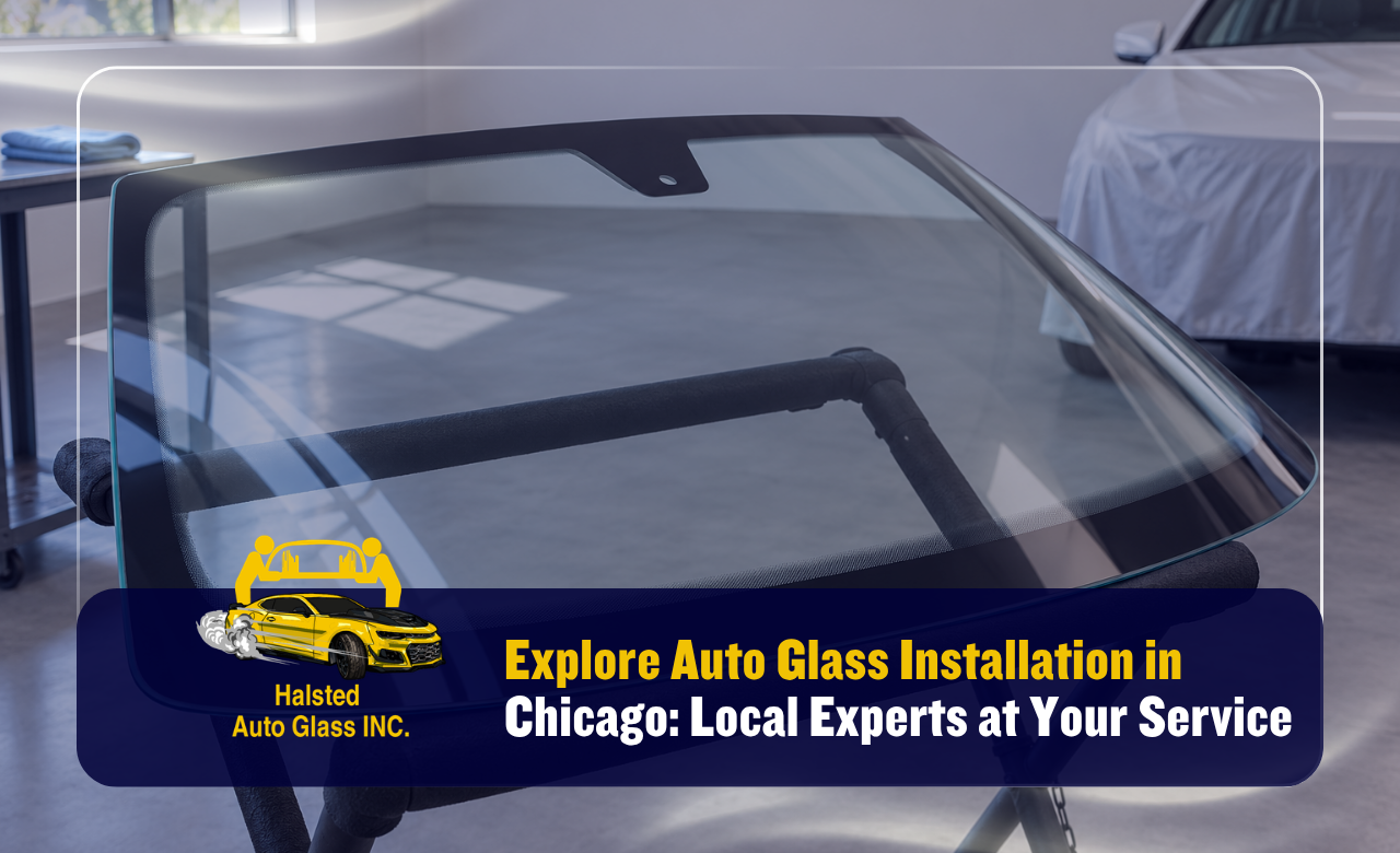 Auto glass installation in Chicago for a vehicle windshield