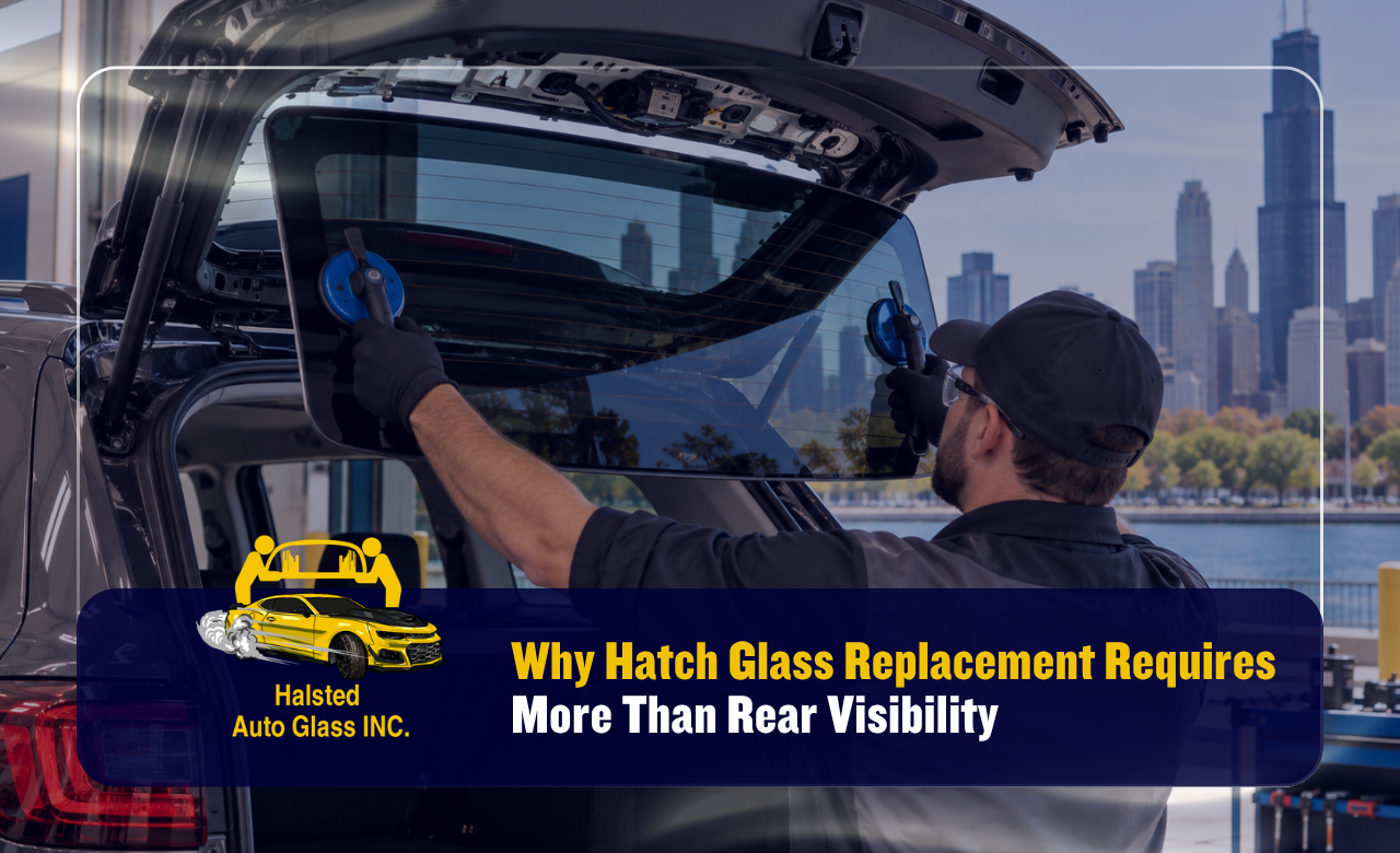 Hatch glass replacement in Chicago on a rear liftgate window