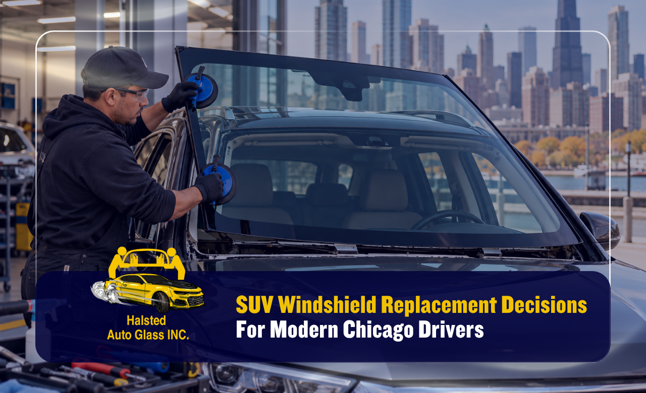 SUV windshield replacement in Chicago using vehicle-specific glass